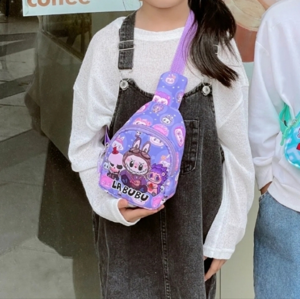 LABUBU CARTOON STYLE Purple Kids Sling Bag